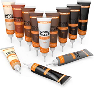 NADAMOO Wood Filler Furniture Repair Kit Wood Scratch Repair Furniture Touch Up Kit Cover Surface Scratch for Wooden Floor Table Door Cabinet Veneer, 12 Dark Color Kit Black White Gray Oak Maple
