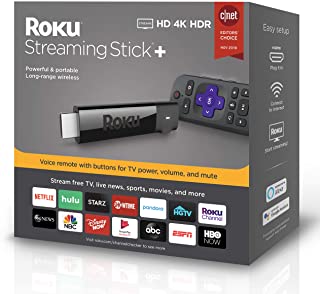 Roku Streaming Stick+ | HD/4K/HDR Streaming Device with Long-range Wireless and Voice Remote with TV Power and Volume