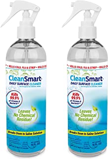 CleanSmart Disinfectant Spray Mist Kills 99.9% of Viruses, Bacteria, Germs, Mold, Fungus. Leaves No Chemical Residue! 16oz. 2Pk. Great to Clean and Sanitize CPAP Masks, Parts & Air Dry.
