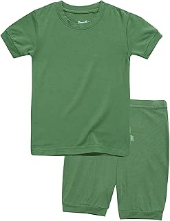 12M-8T Unisex Girls & Boys Short/Long Soft Rib Knit Shirring Ribbing Tencel Fabric Sleepwear Pajamas 2pcs Set