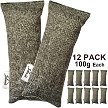 Jalousie 12 Packs 100g Each Mini Bamboo Charcoal Bags Natural Air Purifier, Shoe Deodorizer and Odor Eliminator (Pack of 12 Bags)
