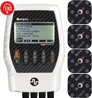 Compex Performance 2.0 Muscle Stimulator with TENS Bundle Kit: Muscle Stim, 12 Snap Electrodes, 6 Programs, Lead Wires, Battery, Case / 3 strength, 1 warm-up, 1 recovery, 1 TENS