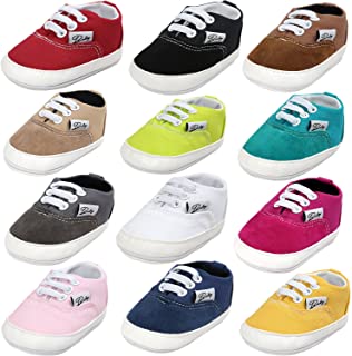 Baby Boys Girls Canvas Toddler Sneaker Anti-Slip First Walkers Candy Shoes 0-24 Months 12 Colors