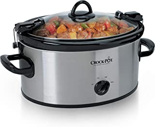 Crock-Pot Cook & Carry 6-Quart Oval Portable Manual Slow Cooker | Stainless Steel (SCCPVL600S)