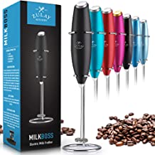 Zulay High Powered Milk Frother Handheld Foam Maker for Lattes - Whisk Drink Mixer for Bulletproof Coffee, Mini Foamer for Cappuccino, Frappe, Matcha, Hot Chocolate by Milk Boss - Black