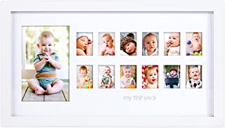 Pearhead My First Year Photo Moments Baby Keepsake Frame, Gift for Mom to Be or Expecting Parents, A Great Baby Registry Addition, White