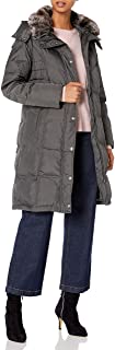 London Fog Women's Chevron Coat with Faux-Fur Trim
