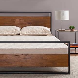 Zinus Suzanne Metal and Wood Platform Bed with Headboard and Footboard / Box Spring Optional / Wood Slat Support, King