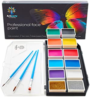 Face Paint Kit – Non-Toxic & Hypoallergenic – Professional Face Painting Kit for Kids & Adults – Cosplay Makeup Kit – Easy to Apply & Remove – Body Paint Set – Leakproof Dry Glitters
