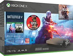 Xbox One X 1TB Gold Rush Special Edition console Battlefield V Bundle + Apex Legends Founders Pack (Xbox One)