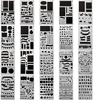 20 PCS Journal Stencil Plastic Planner Set for Journal Notebook Diary Scrapbook DIY Drawing Template Journal Stencils 4x7 Inch
