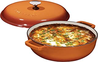 Enameled 4.5 Quart Cast Iron Casserole Dish Dutch Oven Marmite Pot Super Heat Retention Gradient Pumpkin Spice (144oz.)