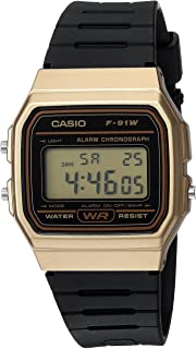 Men's Data Bank Quartz Watch with Resin Strap, Black, 18 (Model: F91WM-9A)