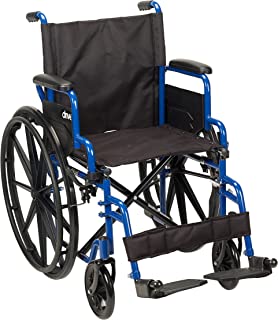 Drive Medical Blue Streak Wheelchair with Flip Back Desk Arms, Swing Away Footrests, 20 Inch Seat