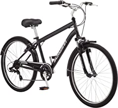 Schwinn Suburban Comfort Hybrid Bike, Featuring Step-Over Steel Frame and 7-Speed Drivetrain with 26-Inch Wheels, Medium/18-Inch Frame, Black/White