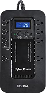 CyberPower EC650LCD Ecologic UPS System, 650VA/390W, 8 Outlets, ECO Mode, Compact