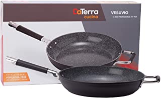 Vesuvio Ceramic Coated Nonstick Frying Pan, 13 Inch | Heat Resistant Silicone Handle | Durable, High Heat Aluminum Base with No PTFE, PFOA, Lead or Cadmium | Oven & Dishwasher Safe | Made In Italy