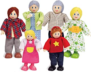 Award Winning Hape Caucasian Doll Family Set for Kid's Dollhouses