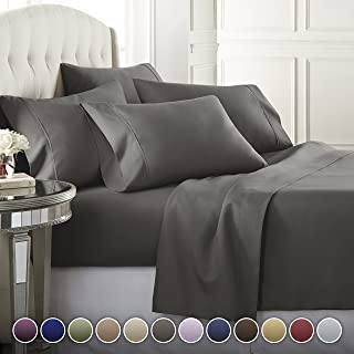 6 Piece Hotel Luxury Soft 1800 Series Premium Bed Sheets Set, Deep Pockets, Hypoallergenic, Wrinkle & Fade Resistant Bedding Set(King, Gray)