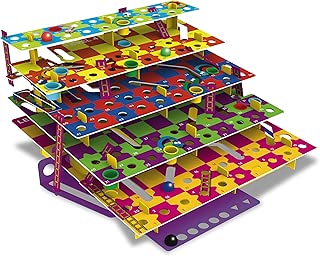 Multi-Level Snakes & Ladders - a colorful modern take on a classic game. Land on a ladder to climb levels, or a snake and slide through tunnels to a lower level. Fun family game with 5 unique levels!