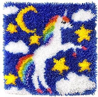 Beyond Your Thoughts Latch Hook Kits for DIY Throw Rug Carpet Unicorn with Pattern Printed 16X16 inch, Crochet Needlework Crafts for Kids and Adults