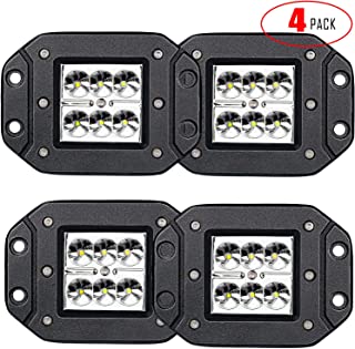 LED Light Bar TURBOSII 4Pcs 3x3 4.5inch Flush Mount Led Lights Pods Spot Beam Offroad Led Work Lights Bar Driving Fog Lights Boat Light For Pickup Jeep Truck Tacoma Bumper Lights 12V 24V