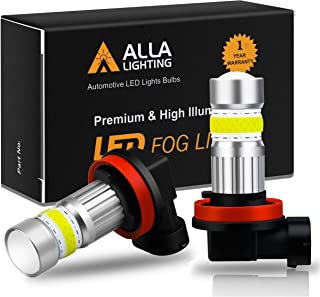 Alla Lighting 2800lm H8 H11 LED Fog Lights Bulbs Xtreme Super Bright High Power COB-72 Cars Trucks H16 H11 LED Foglights DRL Replacement, 6500K Cool Xenon White