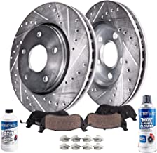 Detroit Axle - Pair (2) Front Drilled and Slotted Disc Brake Rotors w/Ceramic Pads w/Hardware & Brake Cleaner & Fluid for 2002-2004 Nissan Altima - [2005-2006 Nissan Altima (Excluding SE-R)]
