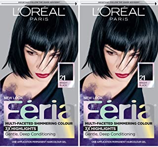 L'Oreal Paris Feria Multi-Faceted Shimmering Permanent Hair Color, 21 Starry Night, Pack of 2 Hair Dye