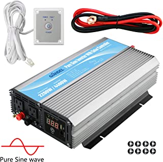 GIANDEL 2200W Pure Sine Wave Power Inverter 12V DC to 120V AC with 20A Solar Charge Control and Remote Control&LED Display and Dual AC Outlets &1x2.4A USB Port for RV Truck Car Solar System
