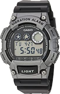 Casio Men's 'Super Illuminator' Quartz Resin Casual Watch, Color:Black (Model: W-735H-1A3VCF)