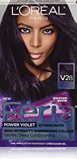 L'Oréal Paris Feria Multi-Faceted Shimmering Permanent Hair Color, V28 Midnight Violet (Deepest Violet), 1 kit Hair Dye