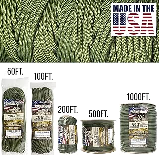 TOUGH-GRID 750lb Paracord/Parachute Cord - Genuine Mil Spec Type IV 750lb Paracord Used by The US Military (MIl-C-5040-H) - 100% Nylon - Made in The USA.