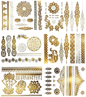 Terra Tattoos Temporary Henna Metallic Tattoos - Over 75 Mandala Gold Tattoos